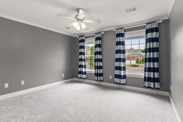 1115 Rossifer Ct, Gallatin, TN 37066 - unfurnished room with carpet flooring, crown molding, baseboards, and a ceiling fan