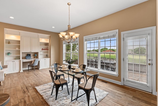 1115 Rossifer Ct, Gallatin, TN 37066 - dining space with a chandelier, light wood-style flooring, baseboards, and recessed lighting