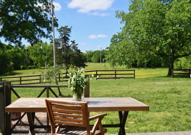 view of patio / terrace with a rural view