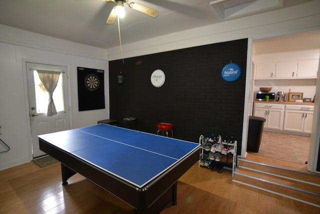 800 E Grigsby St, Pulaski, TN 38478 - rec room with light wood-style flooring and ceiling fan