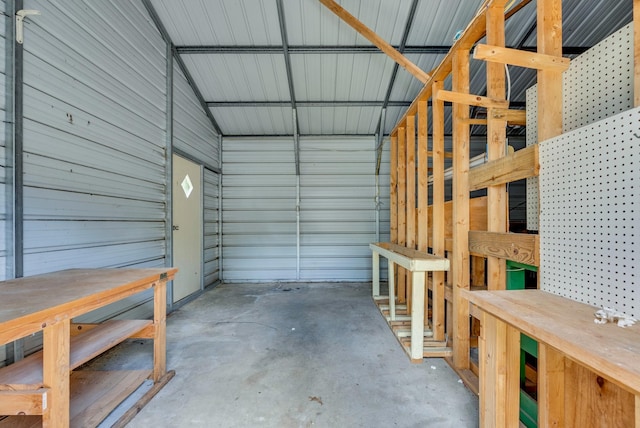 garage featuring metal wall