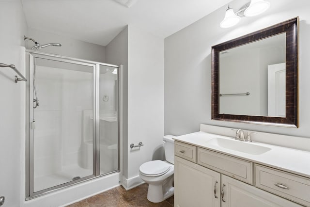 1000 Swanson Ln, Franklin, TN 37064 - full bathroom with a shower stall, toilet, vanity, and baseboards
