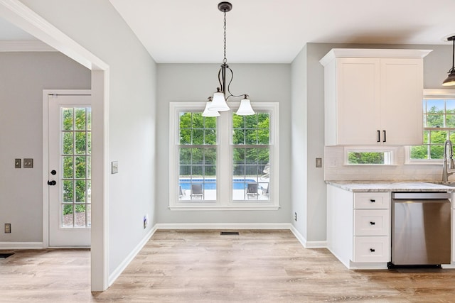 410 Springhouse Ct, Franklin, TN 37067 - kitchen featuring dishwasher, a sink, white cabinetry, and light wood-style floors