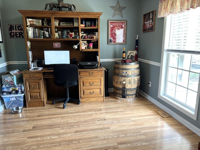 1224 Whiteside Hill Rd, Wartrace, TN 37183 - home office featuring light wood-style floors and baseboards