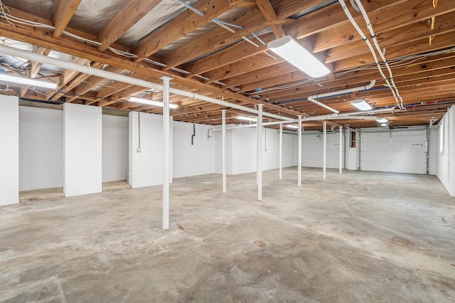 view of unfinished basement