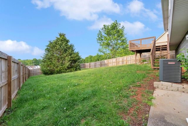 1493 Mcclardy Rd, Clarksville, TN 37042 - view of yard featuring cooling unit, a wooden deck, and stairway