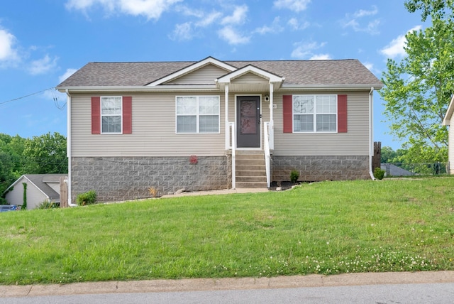 1493 Mcclardy Rd, Clarksville, TN 37042 - view of front facade with a shingled roof, a front lawn, and entry steps