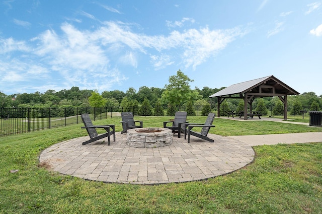 654 Taylor Bend Rd, Columbia, TN 38401 - view of patio / terrace featuring a gazebo and a fire pit