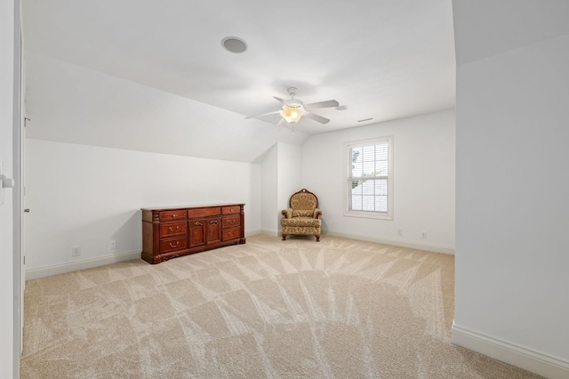 5417 Cavendish Dr, Murfreesboro, TN 37128 - unfurnished room featuring a ceiling fan, baseboards, light carpet, and lofted ceiling
