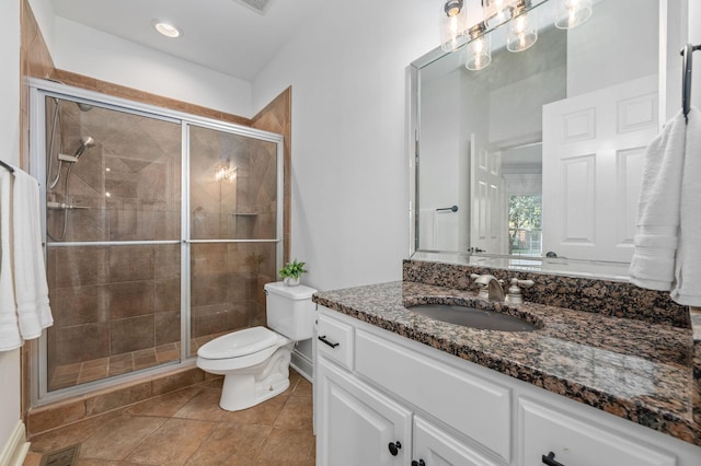 5417 Cavendish Dr, Murfreesboro, TN 37128 - full bath featuring a shower stall, toilet, vanity, and tile patterned flooring