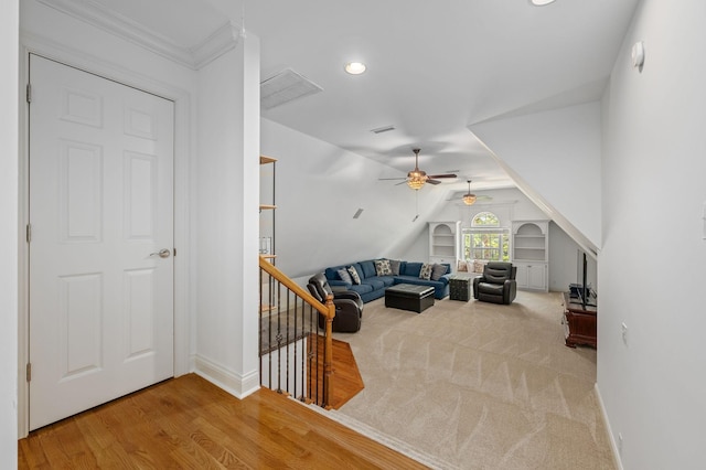 5417 Cavendish Dr, Murfreesboro, TN 37128 - additional living space with vaulted ceiling, ceiling fan, baseboards, recessed lighting, and wood finished floors