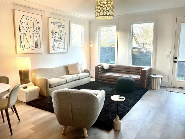sitting room with light wood finished floors