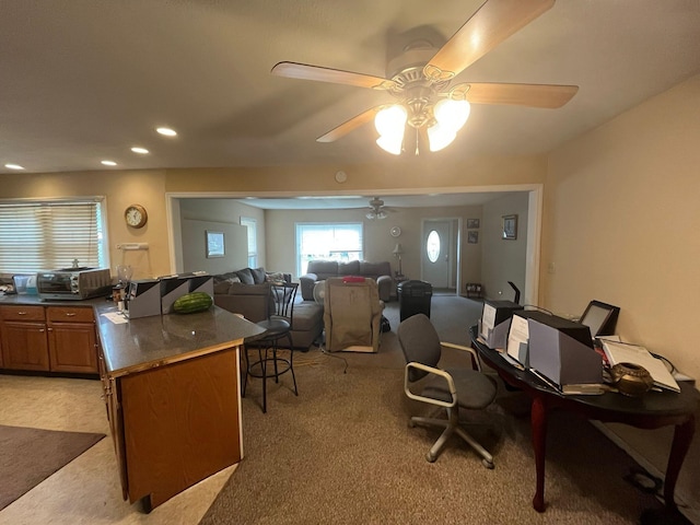 108 Butler Speedway, Bruceton, TN 38317 - office space with light carpet, ceiling fan, and recessed lighting
