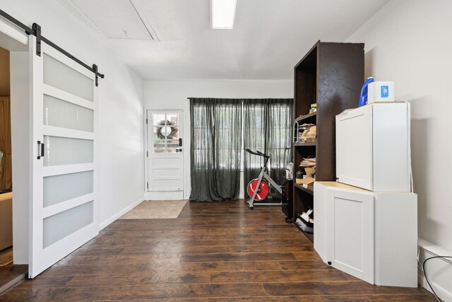 906 Temple Ct, Murfreesboro, TN 37130 - entryway with dark wood-type flooring and a barn door