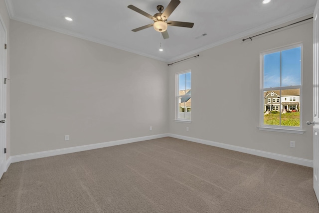 513 Perrin Aly, Antioch, TN 37013 - empty room featuring a ceiling fan, recessed lighting, crown molding, baseboards, and carpet floors