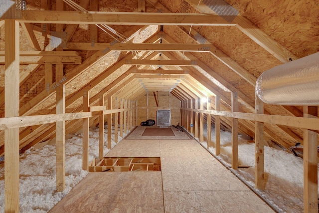 view of unfinished attic