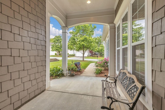 view of patio featuring covered porch