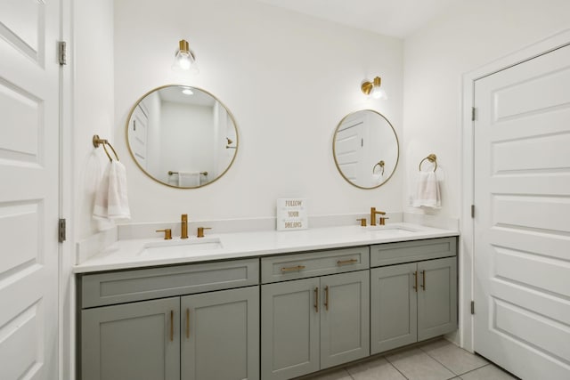 7214 Neills Branch Dr, College Grove, TN 37046 - bathroom with tile patterned floors and double vanity