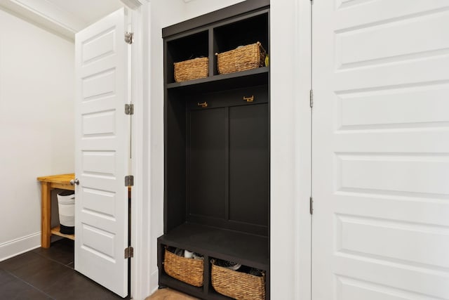 7214 Neills Branch Dr, College Grove, TN 37046 - mudroom featuring baseboards and dark tile patterned flooring
