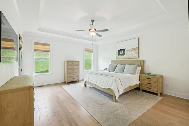 7214 Neills Branch Dr, College Grove, TN 37046 - bedroom featuring a raised ceiling, light wood-style flooring, and baseboards