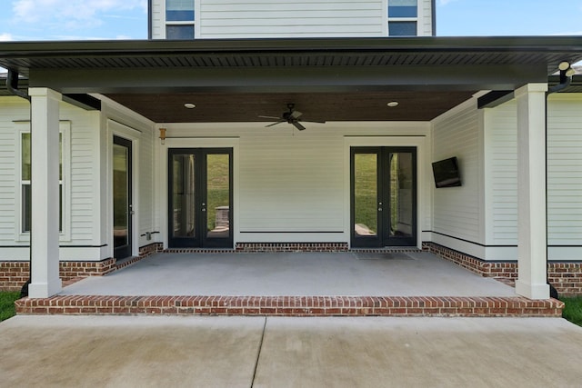 7214 Neills Branch Dr, College Grove, TN 37046 - view of patio featuring french doors and ceiling fan