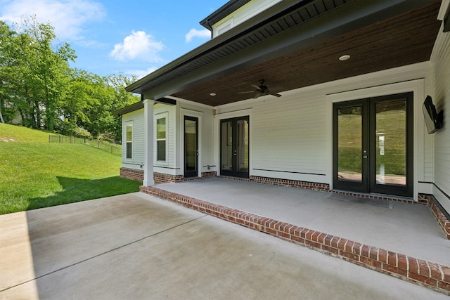 7214 Neills Branch Dr, College Grove, TN 37046 - view of patio / terrace with french doors and a ceiling fan