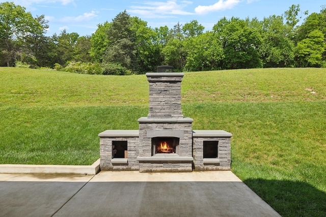 7214 Neills Branch Dr, College Grove, TN 37046 - view of patio with an outdoor stone fireplace
