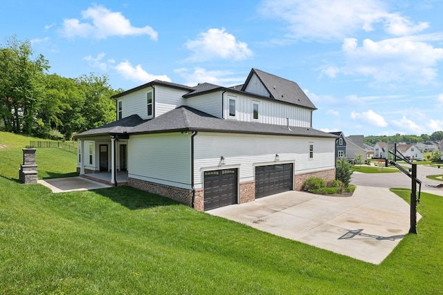 7214 Neills Branch Dr, College Grove, TN 37046 - view of property exterior with concrete driveway, an attached garage, a shingled roof, and board and batten siding