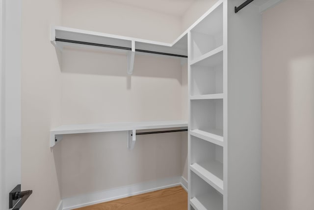 walk in closet featuring wood finished floors