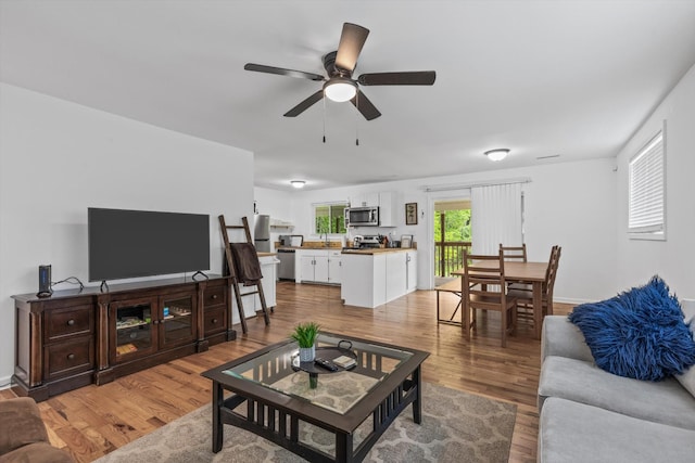 237 Windsor Ct, Spring City, TN 37381 - living room with wood finished floors and a ceiling fan