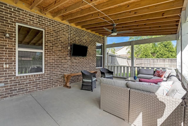 2303 Dewey Dr, Spring Hill, TN 37174 - view of patio / terrace featuring outdoor lounge area, fence, and ceiling fan