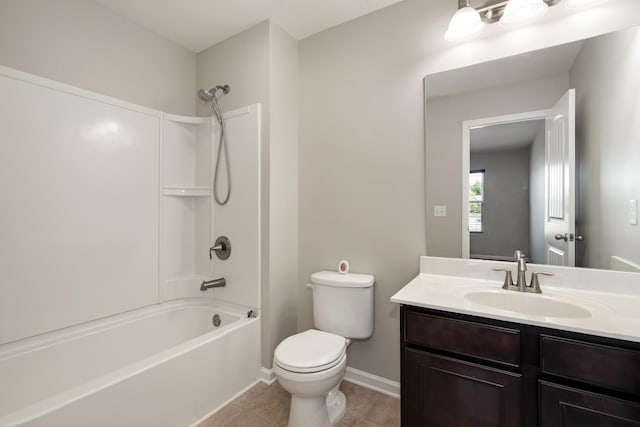 2303 Dewey Dr, Spring Hill, TN 37174 - full bathroom featuring toilet, bathing tub / shower combination, vanity, tile patterned floors, and baseboards