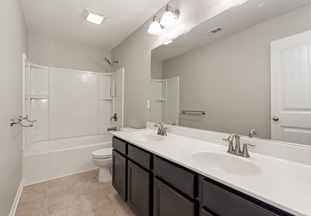 2303 Dewey Dr, Spring Hill, TN 37174 - full bathroom featuring toilet, double vanity, and  shower combination