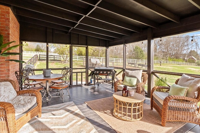 2025 Lewisburg Pike, Franklin, TN 37064 - sunroom / solarium with plenty of natural light and beamed ceiling