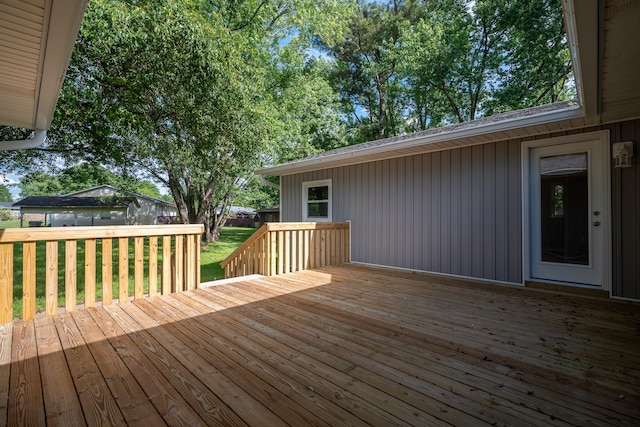deck featuring a yard