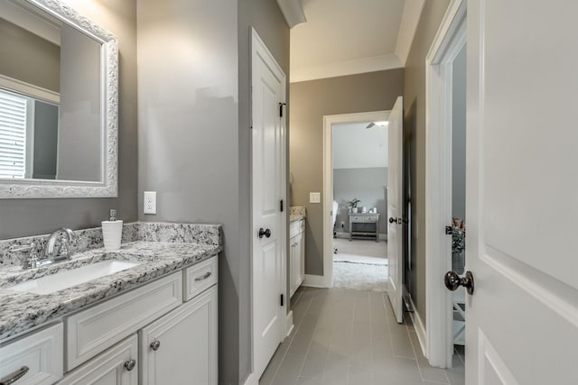 bathroom with vanity and tile patterned floors