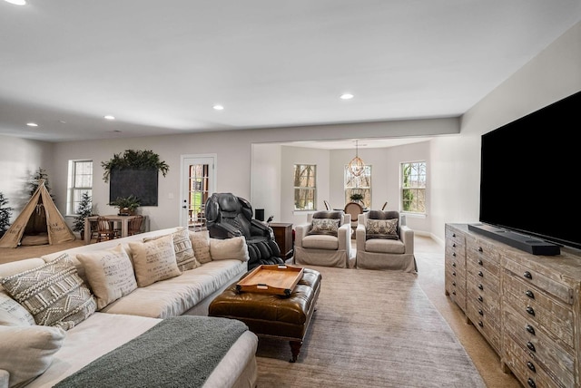 6752 Falls Ridge Ln, College Grove, TN 37046 - living area featuring recessed lighting and light colored carpet