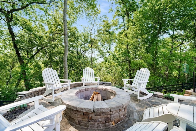 6752 Falls Ridge Ln, College Grove, TN 37046 - view of patio featuring an outdoor fire pit