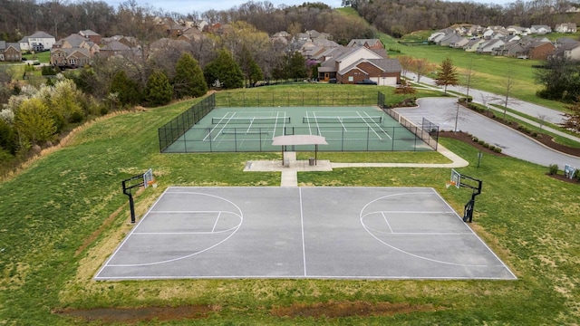 6752 Falls Ridge Ln, College Grove, TN 37046 - view of basketball court with a residential view, community basketball court, and a tennis court
