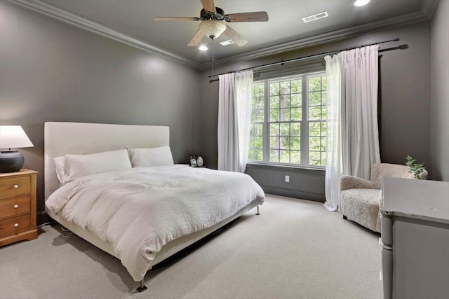 2507 Eagle Creek Way, Signal Mountain, TN 37377 - bedroom with ornamental molding, carpet flooring, ceiling fan, recessed lighting, and baseboards