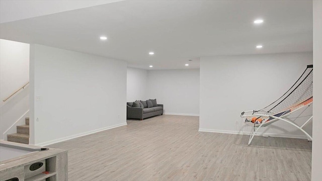 2507 Eagle Creek Way, Signal Mountain, TN 37377 - unfurnished room featuring wood finished floors, recessed lighting, stairway, and baseboards