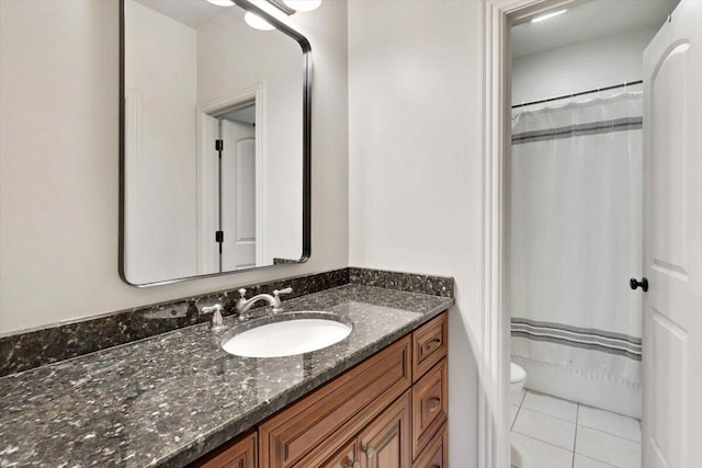 2507 Eagle Creek Way, Signal Mountain, TN 37377 - bathroom featuring toilet, vanity, tile patterned flooring, and a shower with curtain