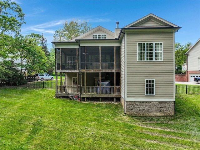 2507 Eagle Creek Way, Signal Mountain, TN 37377 - rear view of property with a sunroom