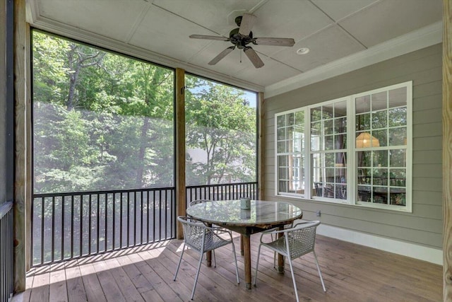 2507 Eagle Creek Way, Signal Mountain, TN 37377 - sunroom with a ceiling fan and outdoor dining area