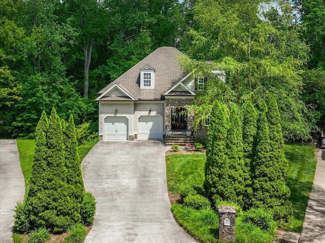 2507 Eagle Creek Way, Signal Mountain, TN 37377 - view of front of home featuring driveway and stone siding
