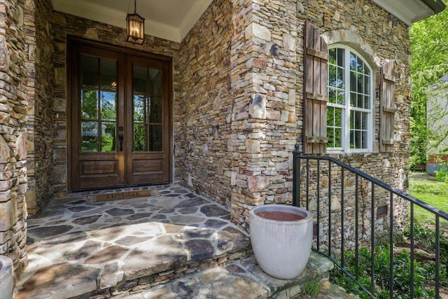 2507 Eagle Creek Way, Signal Mountain, TN 37377 - view of exterior entry featuring french doors and stone siding