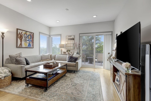 400 Herron Dr Unit 107, Nashville, TN 37210 - living room featuring light wood-style flooring and recessed lighting