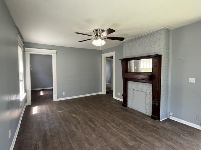 1538 Neelys Bend Rd, Madison, TN 37115 - unfurnished living room featuring wood finished floors, ceiling fan, baseboards, and a fireplace