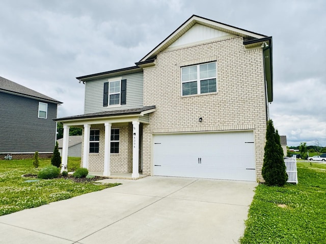 4394 Socata Ct, Cross Plains, TN 37049 - traditional-style house with brick siding, an attached garage, driveway, and a front lawn