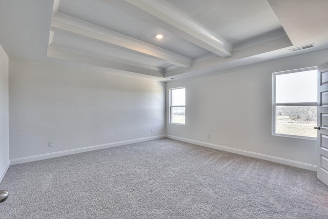 2269 Triple Crown Cir, Gallatin, TN 37066 - carpeted empty room featuring baseboards, beamed ceiling, and a tray ceiling